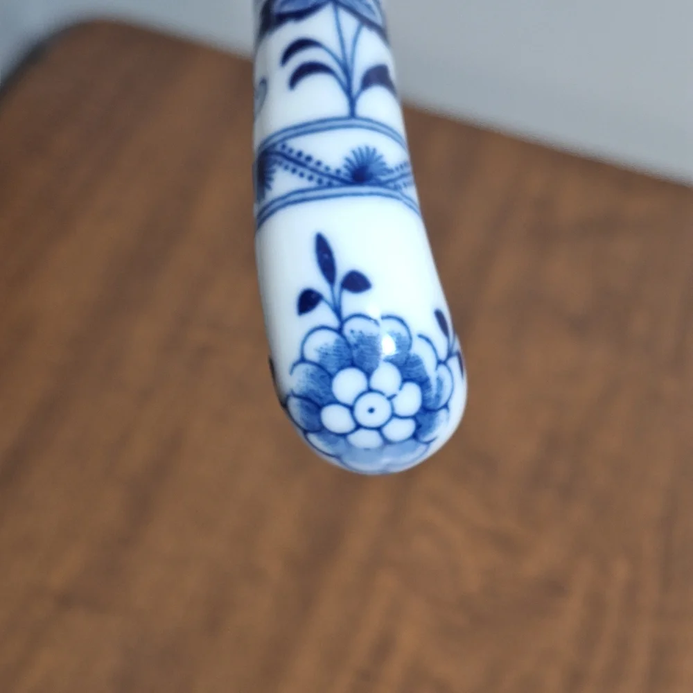 Vtg Sheffield Floraine SS Spoon Server Blue Floral Porcelain Handle England Box